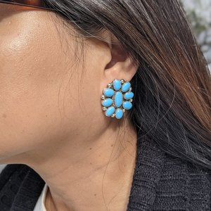 Vintage Navajo Turquoise Earrings Silver